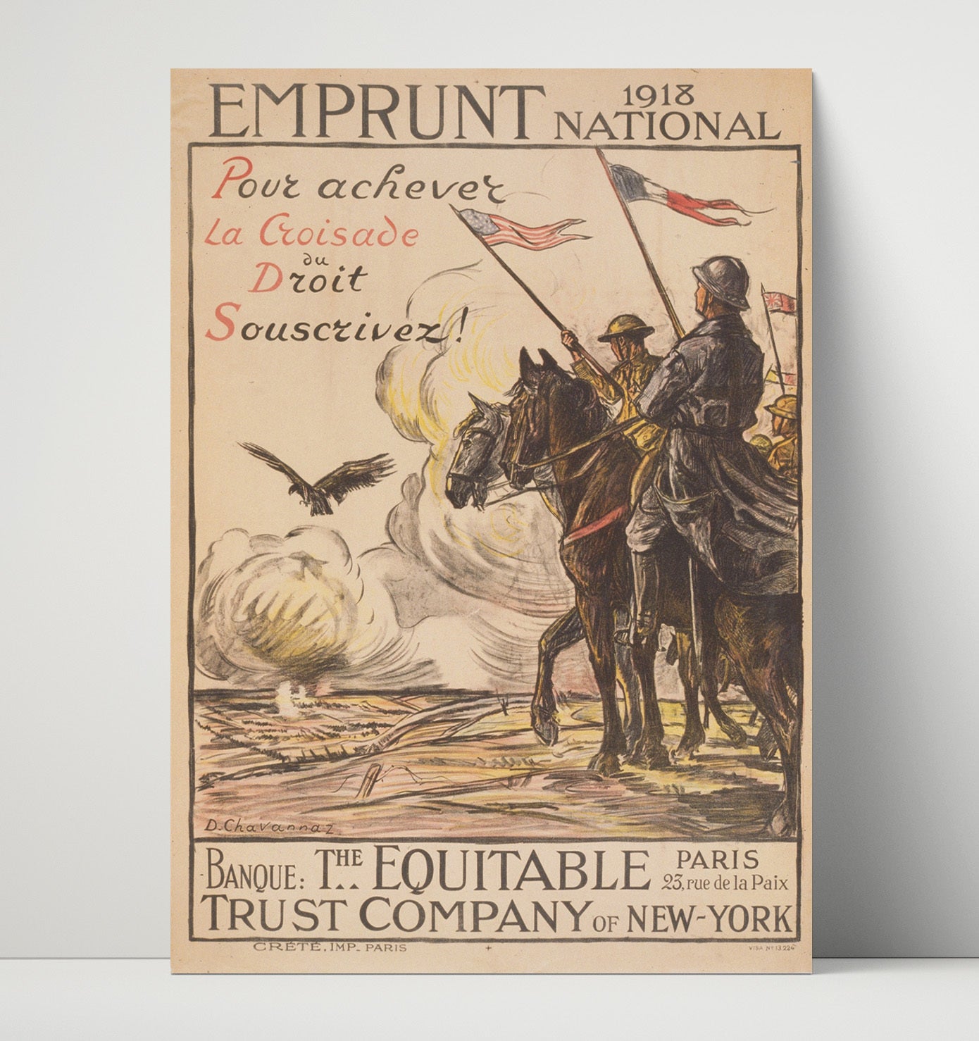 Vintage War Poster - 1918 National 1st Equitable Trust Co of NY Vintage War Wall Art - 16x20 Unframed Print