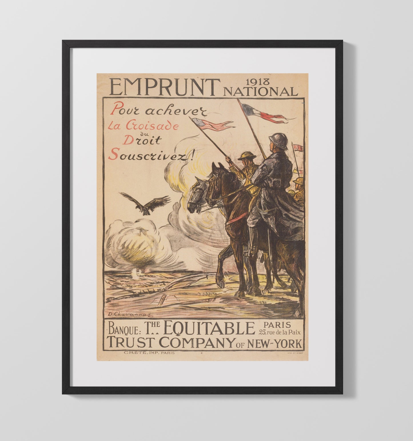 Vintage War Poster - 1918 National 1st Equitable Trust Co of NY Vintage War Wall Art - 16x20 Gallery Frame