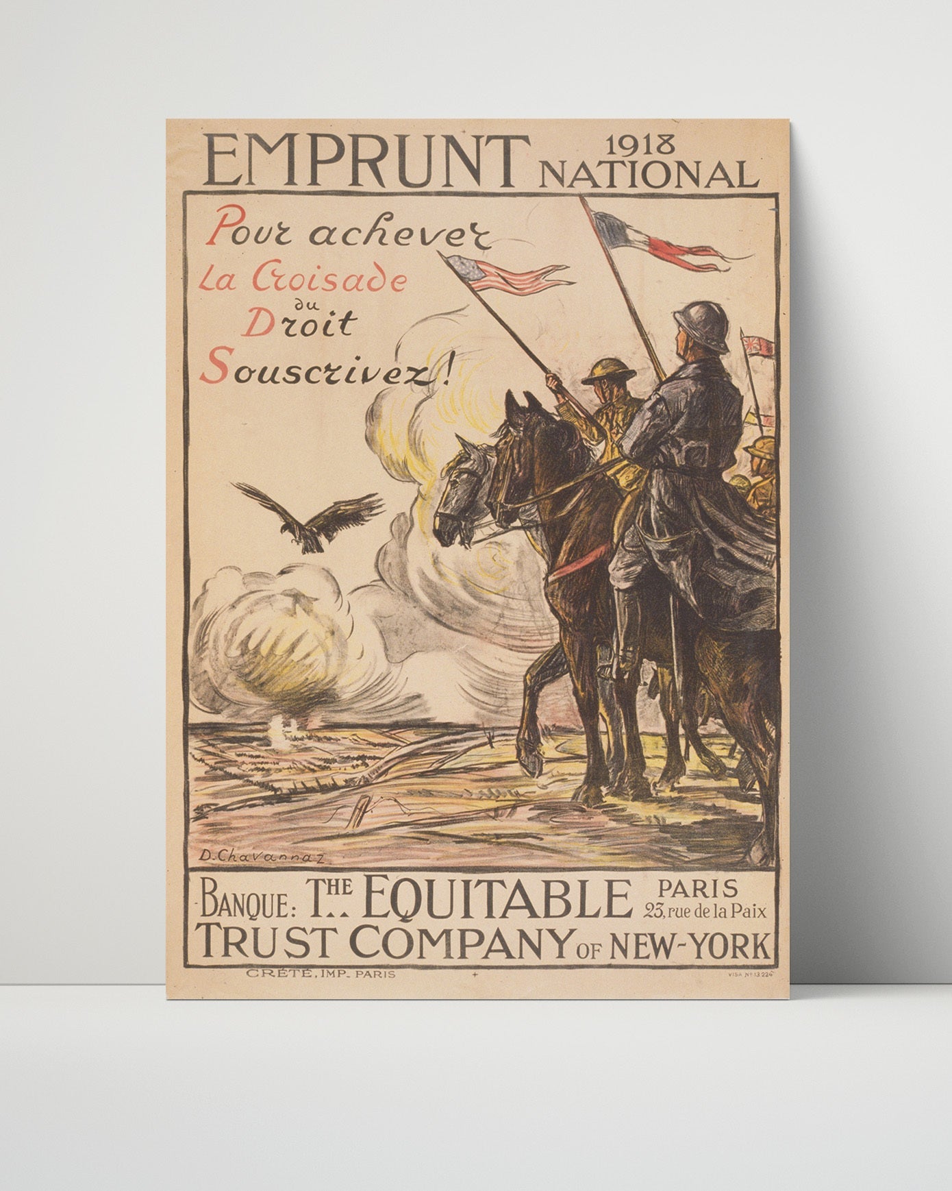 Vintage War Poster Unframed- 1918 National 1st Equitable Trust Co of NY