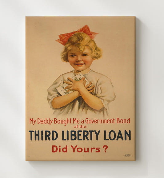 3rd Liberty Loan by Daddy vintage war poster canvas wall art 20x24 Canvas