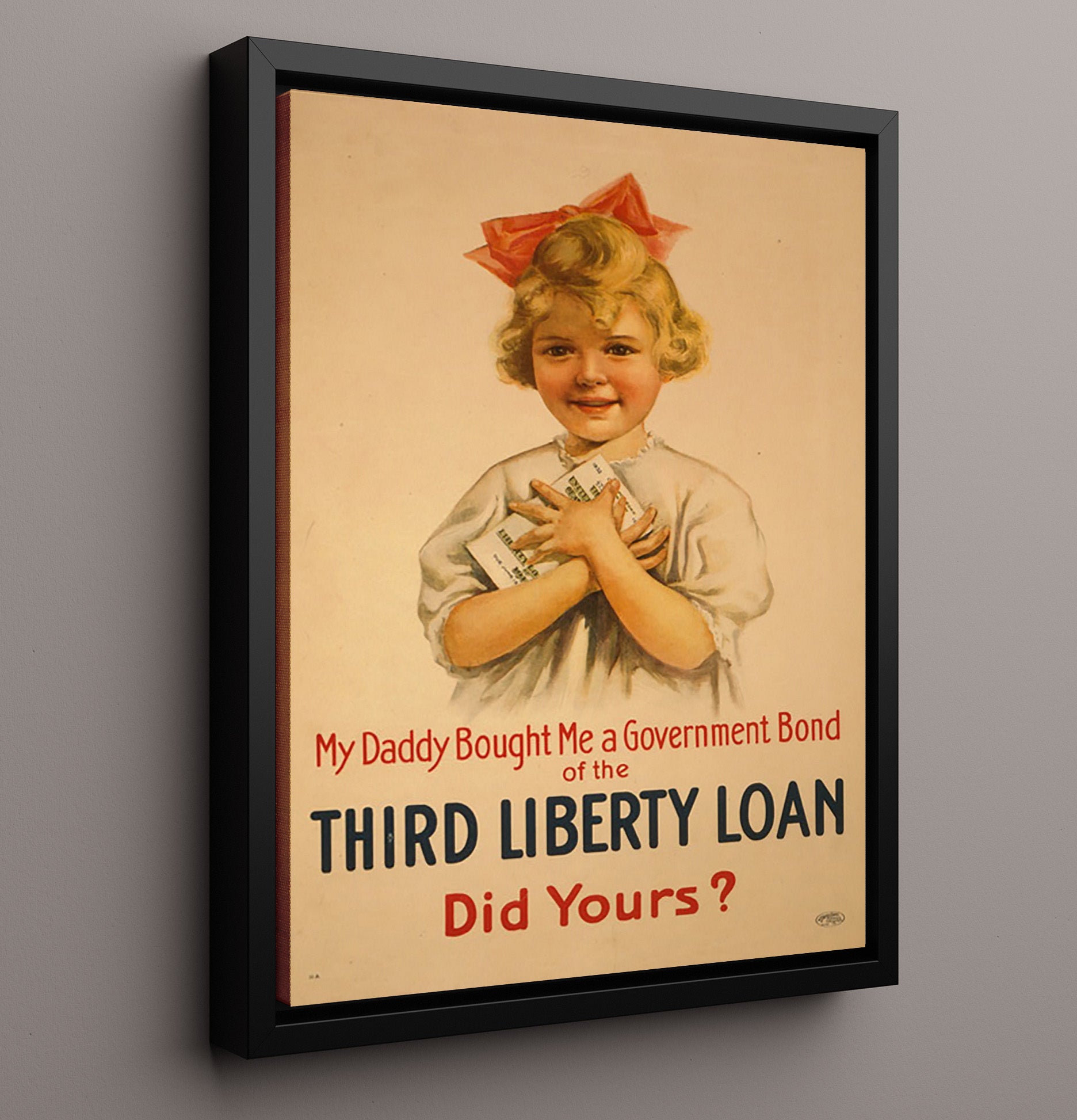 3rd Liberty Loan by Daddy war poster wall art 16x20 Framed Canvas