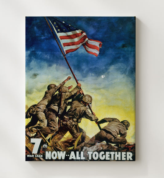 7th War Loan Now All Together vintage war poster canvas wall art 20x24 Canvas