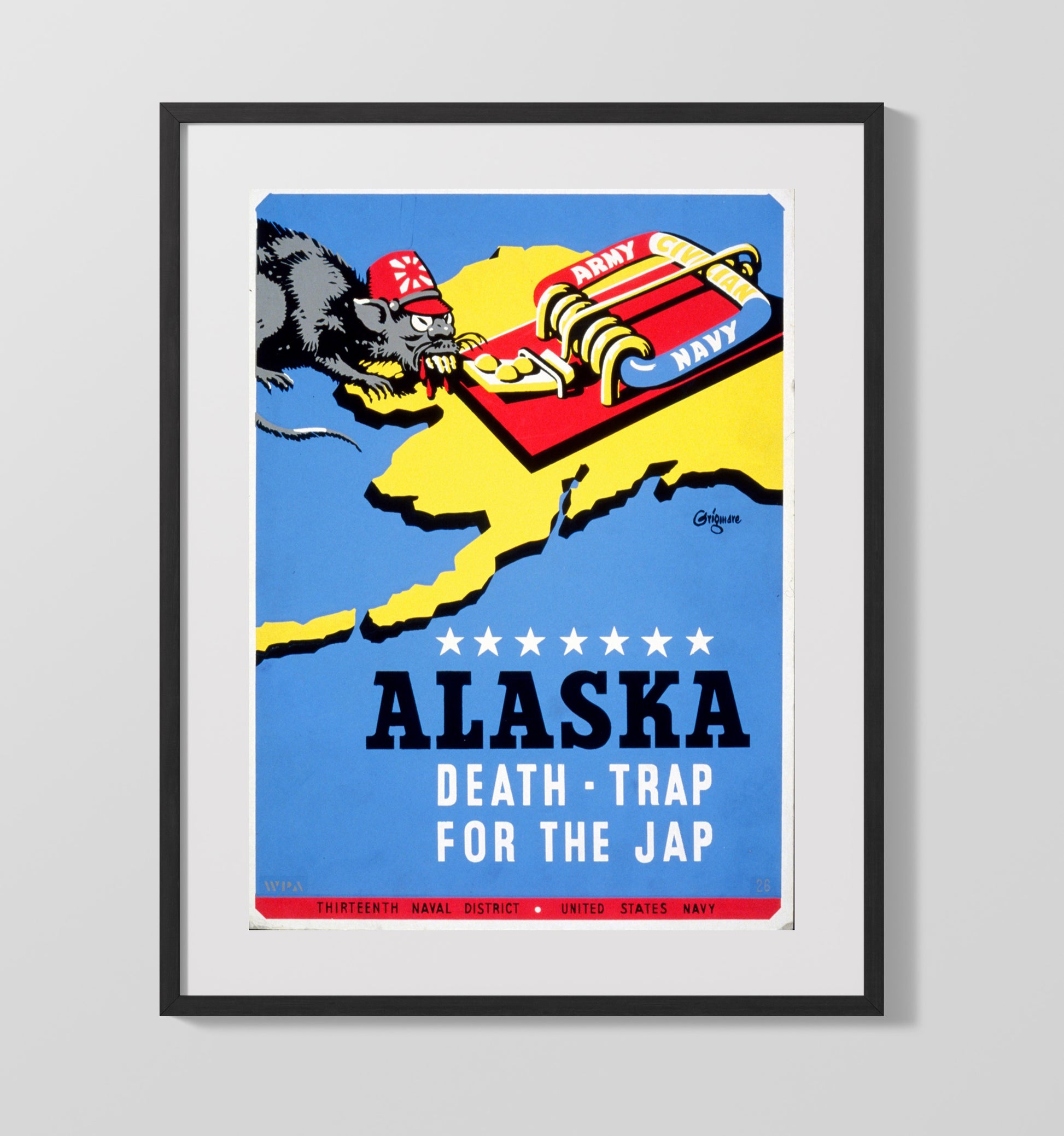 Alaska the Death Trap war poster wall art 16x20 Gallery Frame