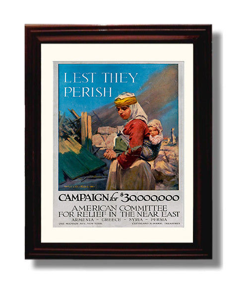 Vintage War Poster - American Committee for Relief in the Near East Vintage War Wall Art - 8x10 Beveled Frame