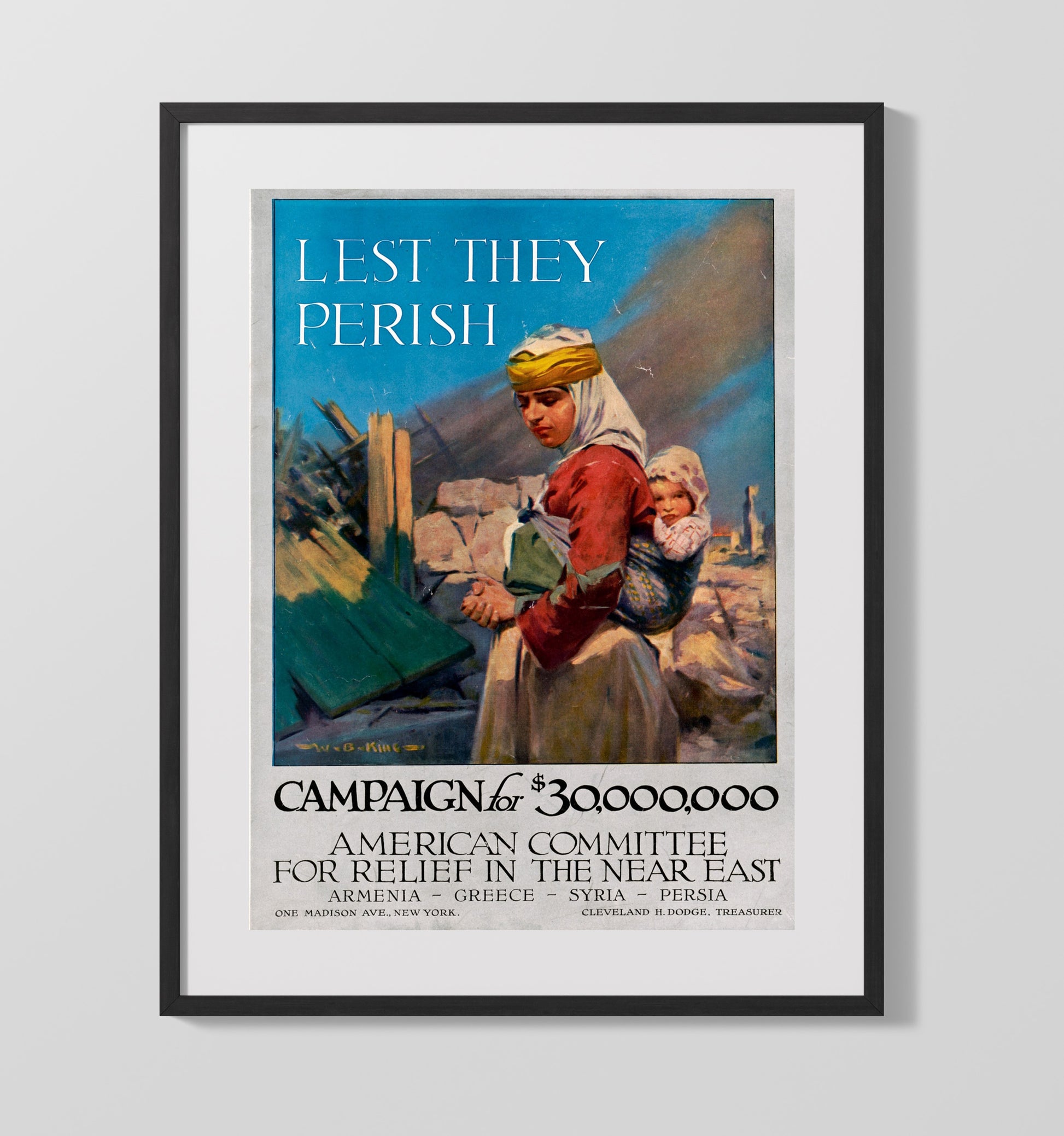 Vintage War Poster - American Committee for Relief in the Near East Vintage War Wall Art - 16x20 Gallery Frame