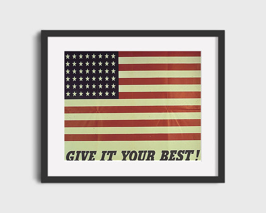 Vintage War Poster - American Flag - Stars and stripes demand effort