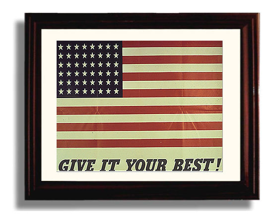 American Flag - Stars and stripes demand effort war poster wall art 8x10 Beveled Frame