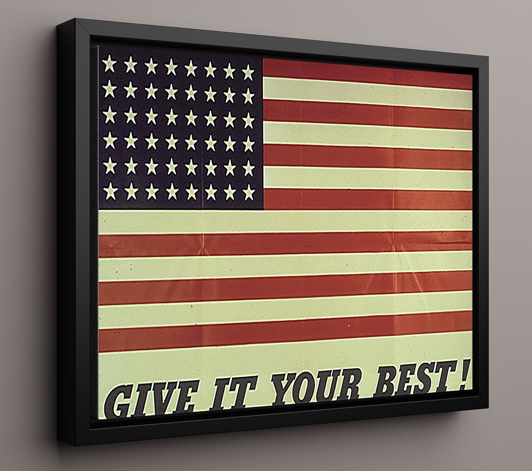 American Flag - Stars and stripes demand effort war poster wall art 16x20 Framed Canvas