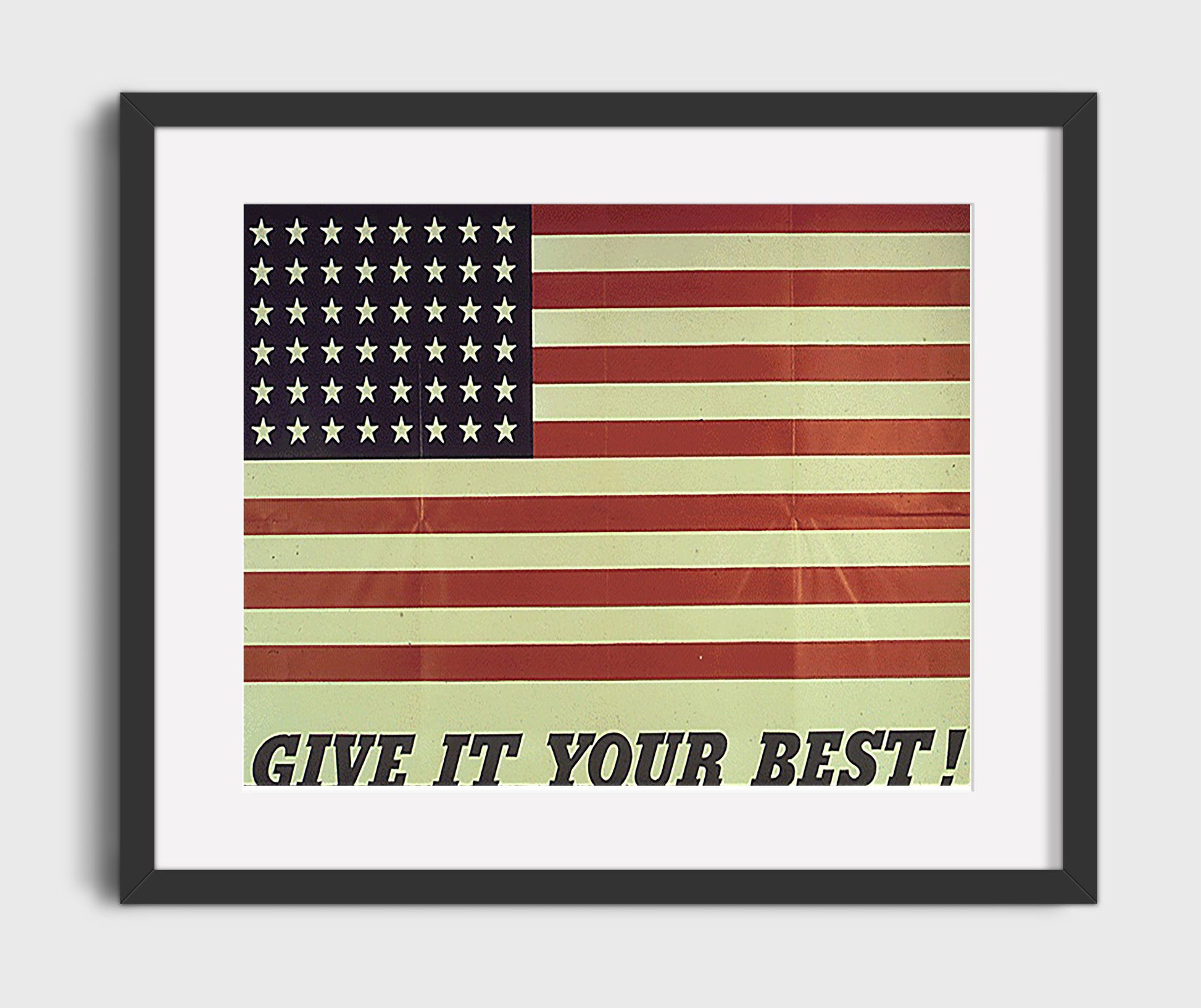 American Flag - Stars and stripes demand effort war poster wall art 16x20 Gallery Frame