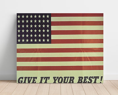 Vintage War Poster Unframed- American Flag - Stars and stripes demand effort