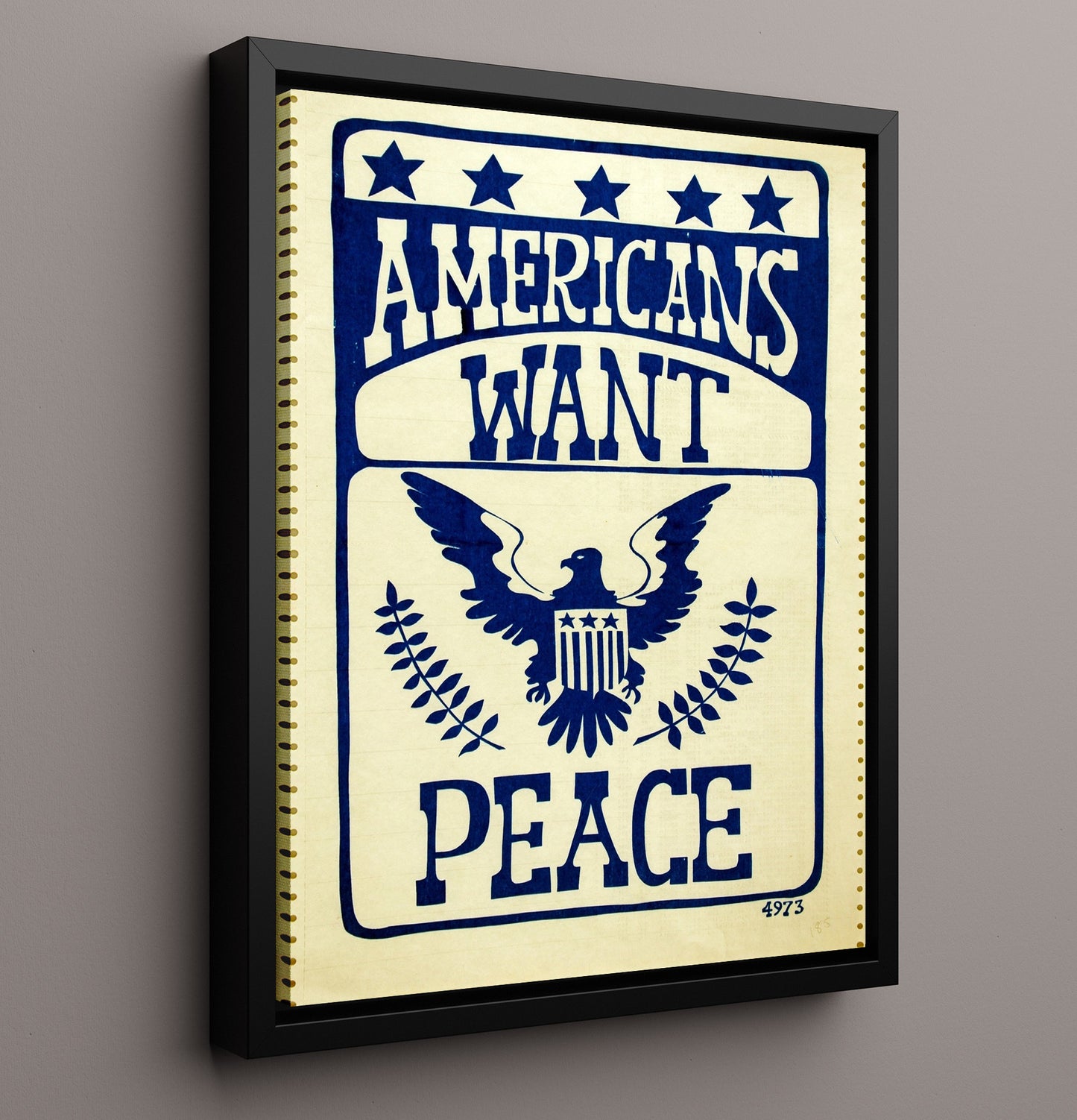 Vintage War Poster - Americans Want Peace - Eagle Speaks Vintage War Wall Art - 16x20 Framed Canvas