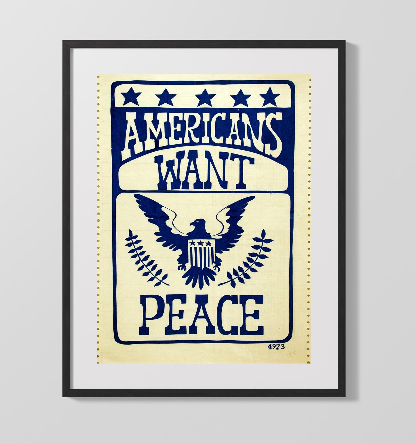 Vintage War Poster - Americans Want Peace - Eagle Speaks Vintage War Wall Art - 16x20 Gallery Frame