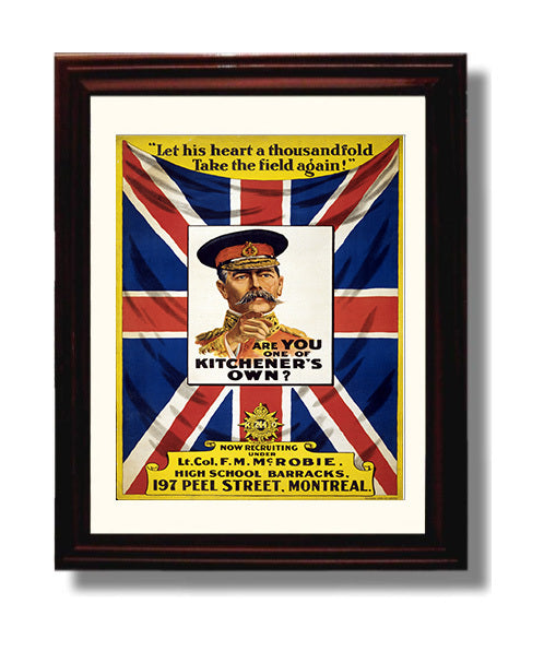 Vintage War Poster - Are You One of Kitchners Own Vintage War Wall Art - 8x10 Beveled Frame