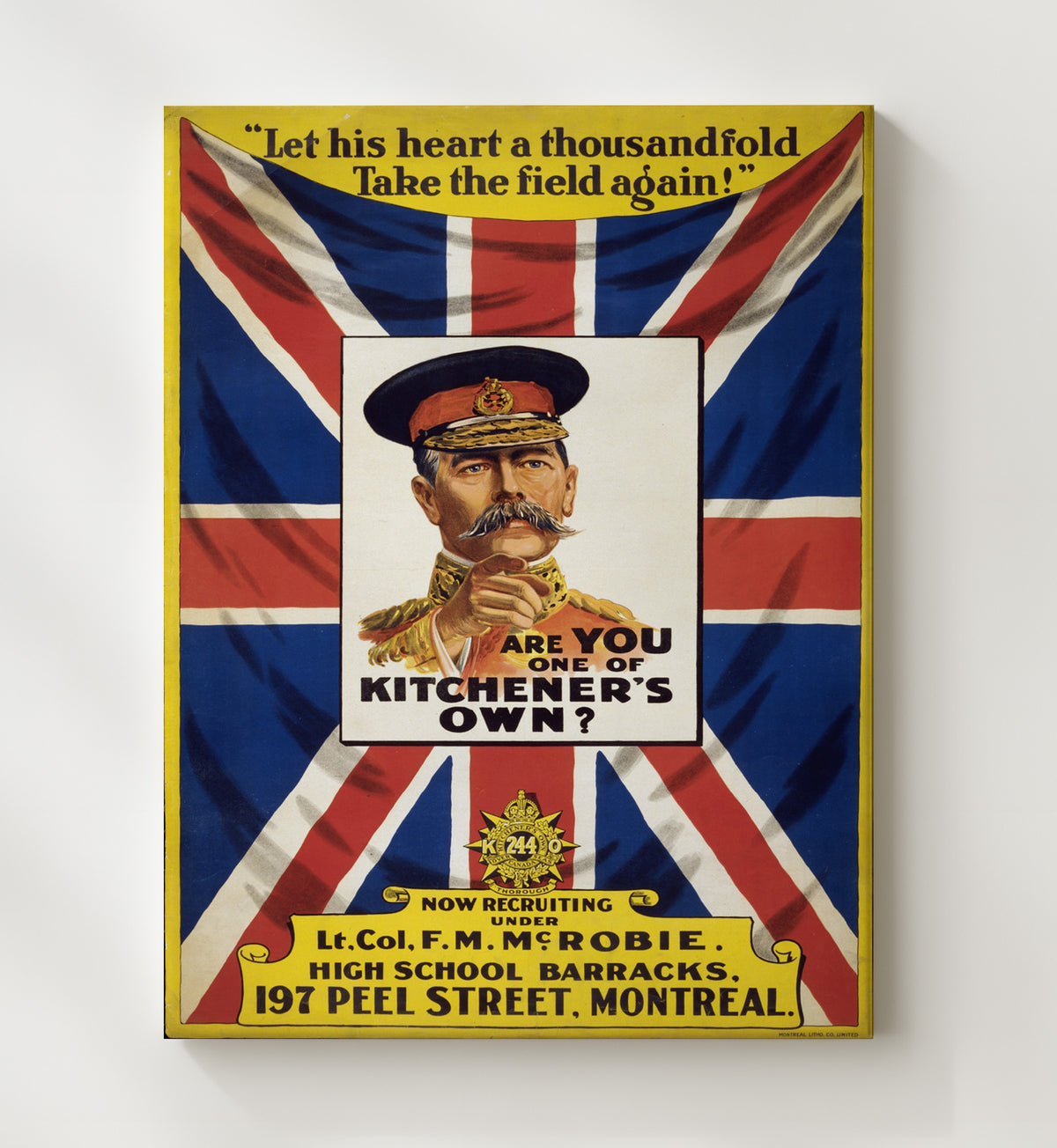 Are You One of Kitchener's Own vintage war poster canvas wall art 20x24 Canvas