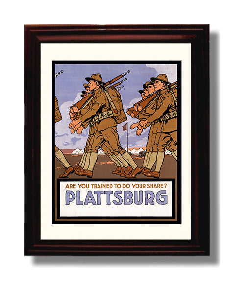 Are You Trained to Do Your Share Plattsburg war poster wall art 8x10 Beveled Frame