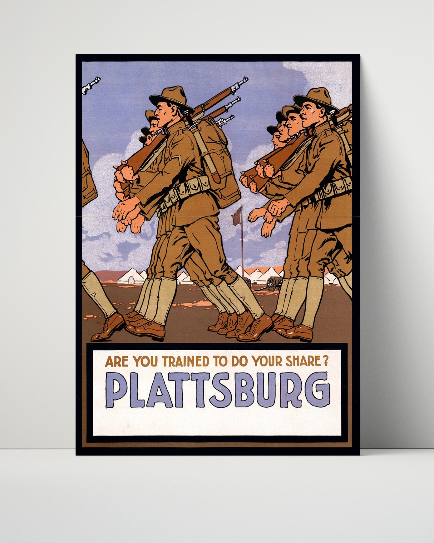 Vintage War Poster Unframed- Are Your Trained To Defend Your Country Plattsburg