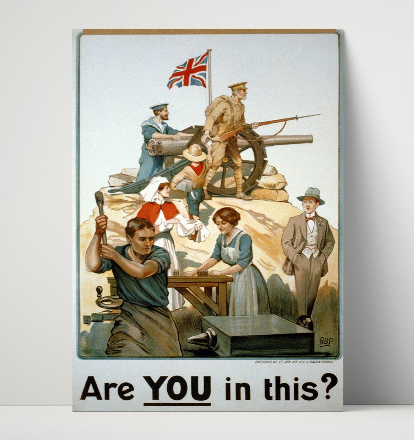 Vintage War Poster - Are You in this British Army Vintage War Wall Art - 16x20 Unframed Print