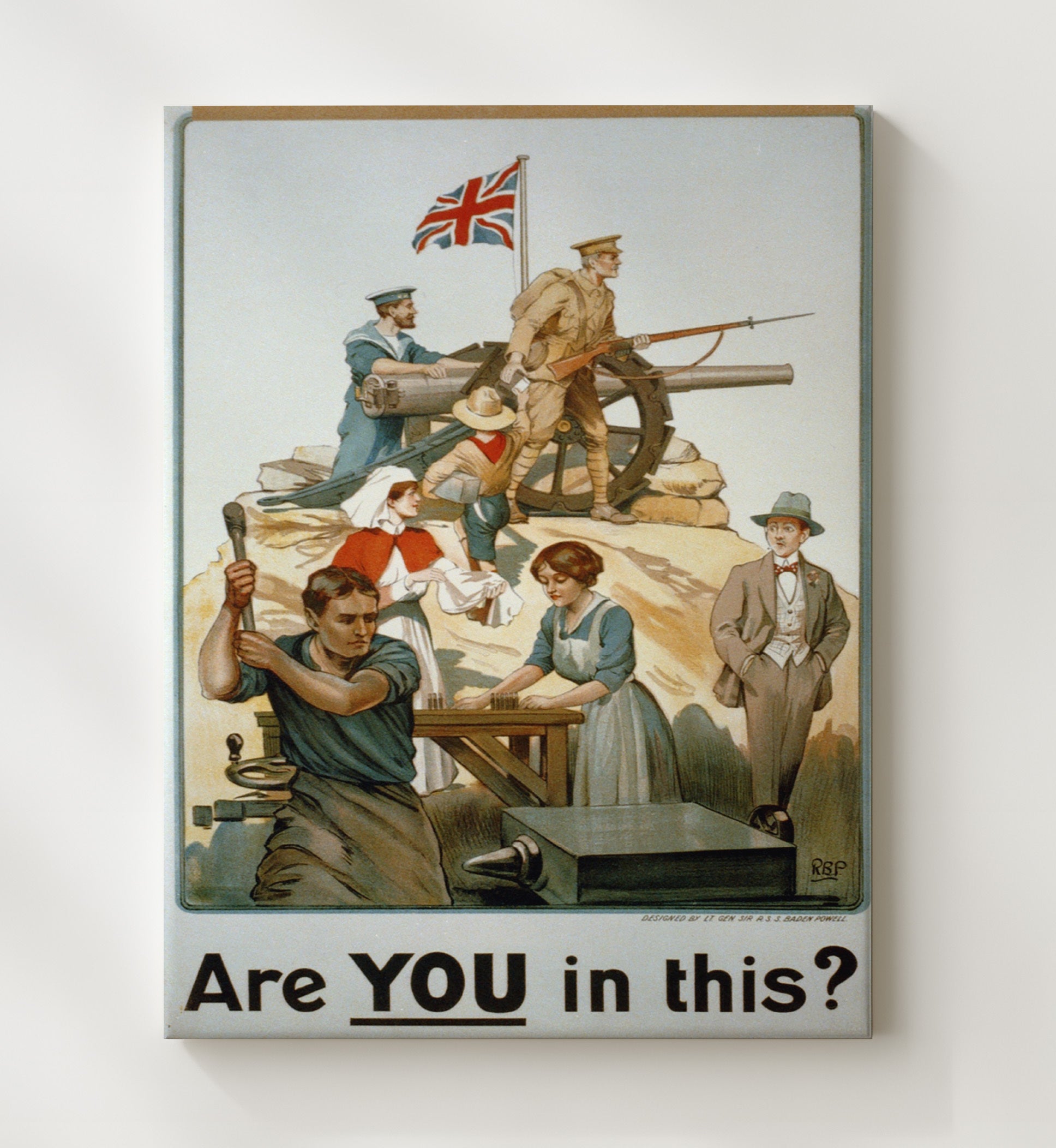 Are You in this British Army war poster wall art 20x24 Canvas