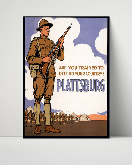 Vintage War Poster Unframed- Are You Trained to Do Your Share Plattsburg