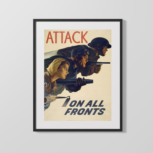 Vintage War Poster - Attack on All Fronts