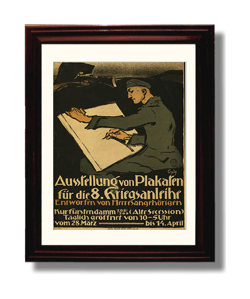 Vintage War Poster - Ausstellung von Plakaten Vintage War Wall Art - 8x10 Beveled Frame