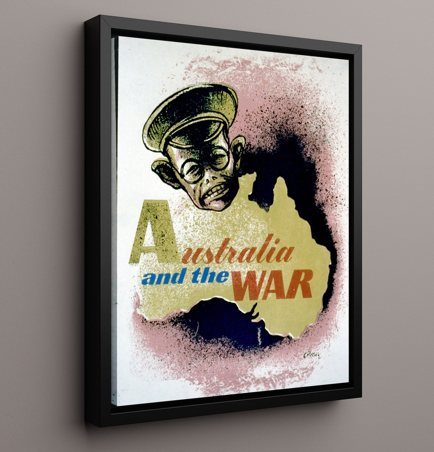 Vintage War Poster - Australia and the War Vintage War Wall Art - 16x20 Framed Canvas