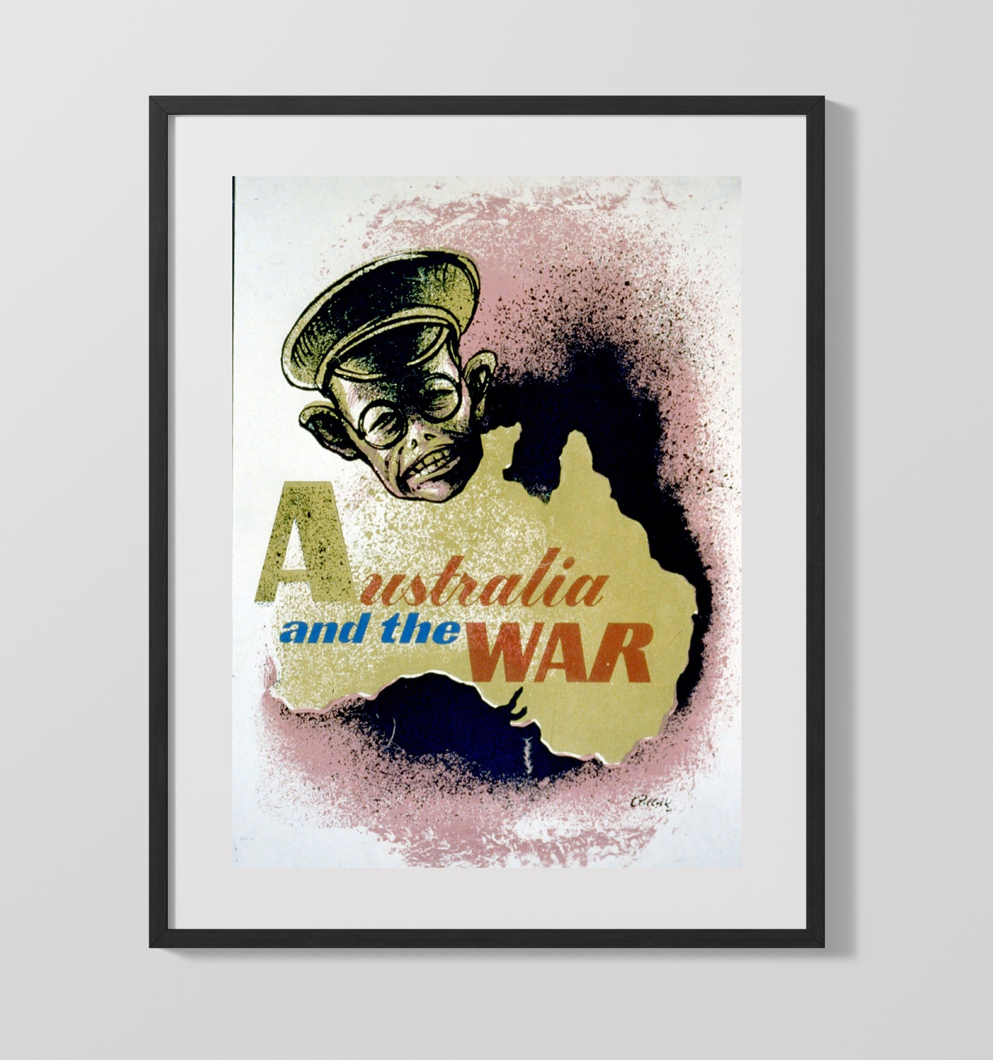 Vintage War Poster - Australia and the War Vintage War Wall Art - 16x20 Gallery Frame