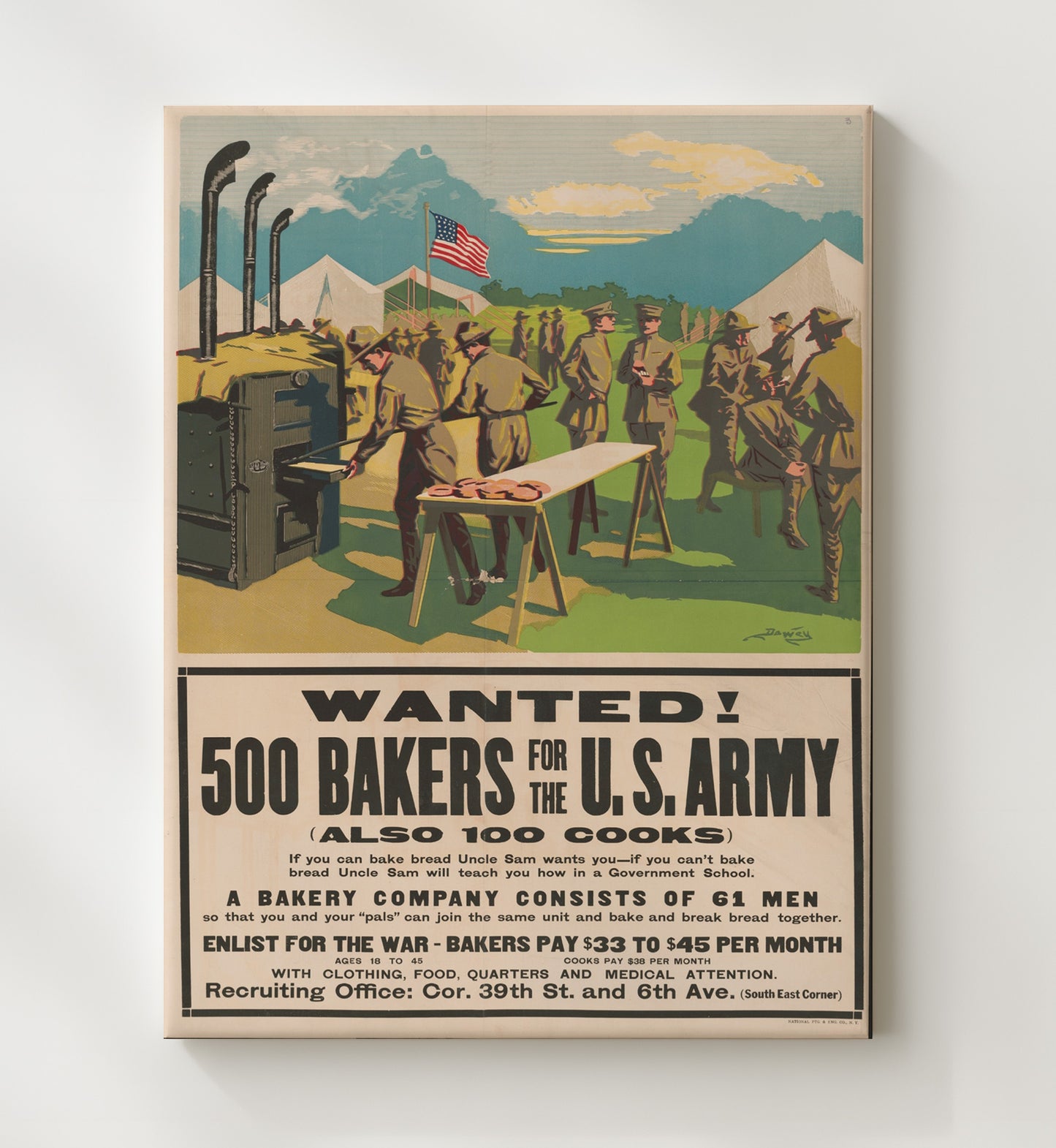 Bakers Wanted - Rise to Victory war poster wall art 20x24 Canvas