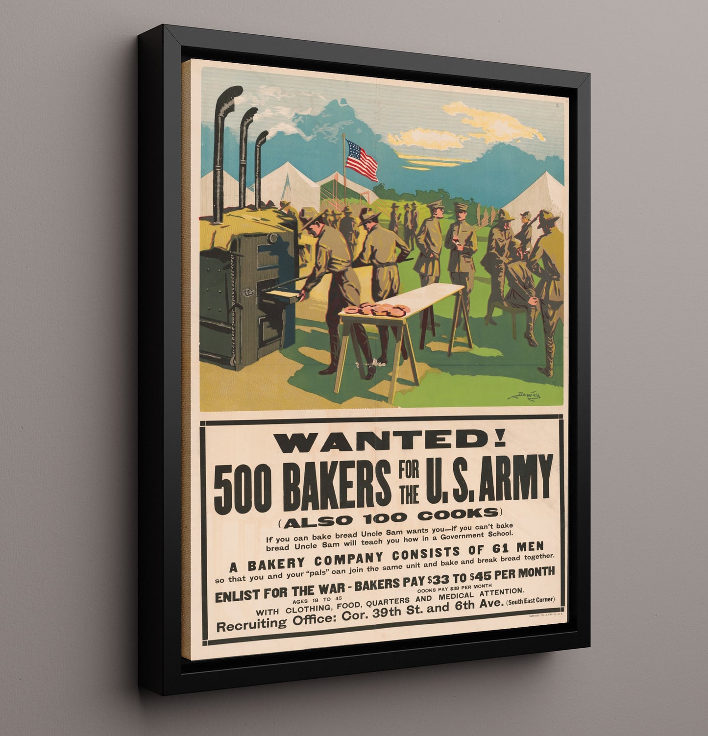 Bakers Wanted - Rise to Victory war poster wall art 16x20 Framed Canvas