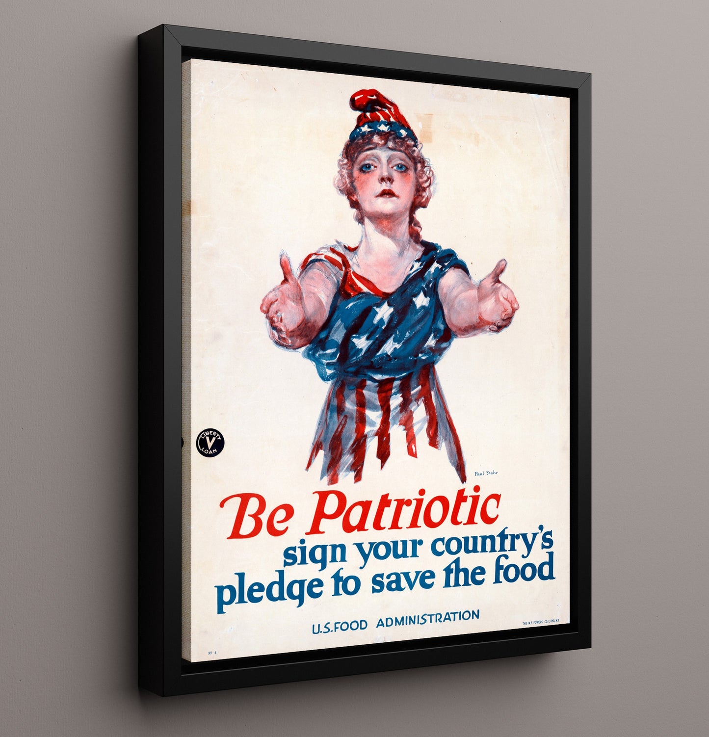 Vintage War Poster - Be Patriotic Sign Your Pledge to Save Food Vintage War Wall Art - 16x20 Framed Canvas