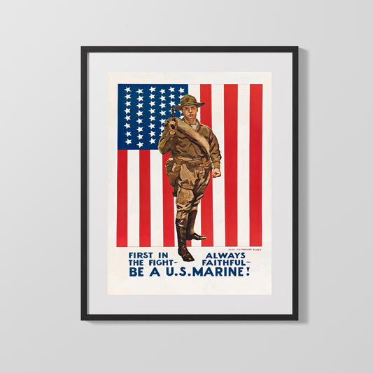 Vintage War Poster - Be a U.S. Marine - First in Fight