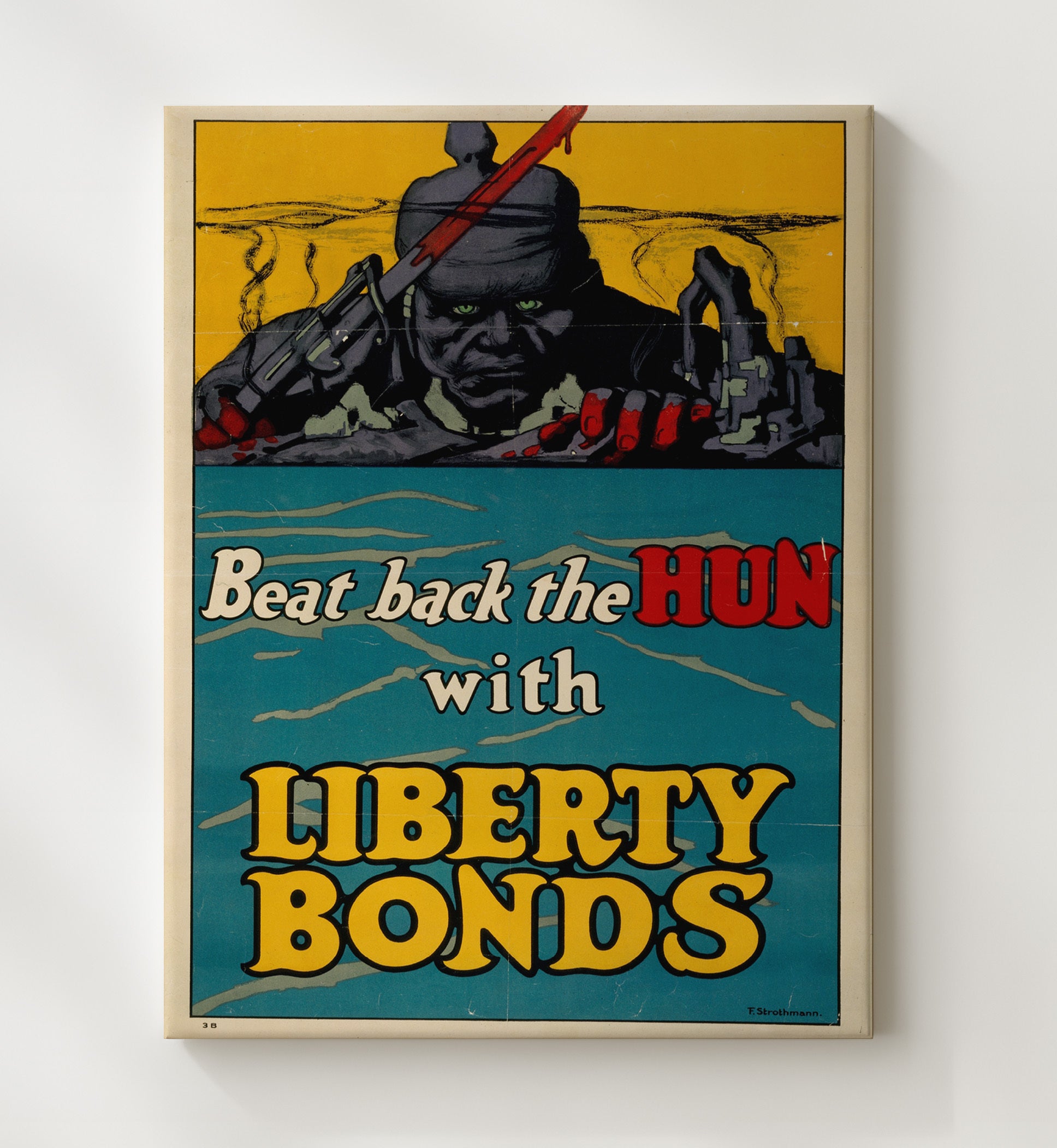Vintage War Poster - Beat Back The Hun With Liberty Bonds Vintage War Wall Art - 20x24 Canvas