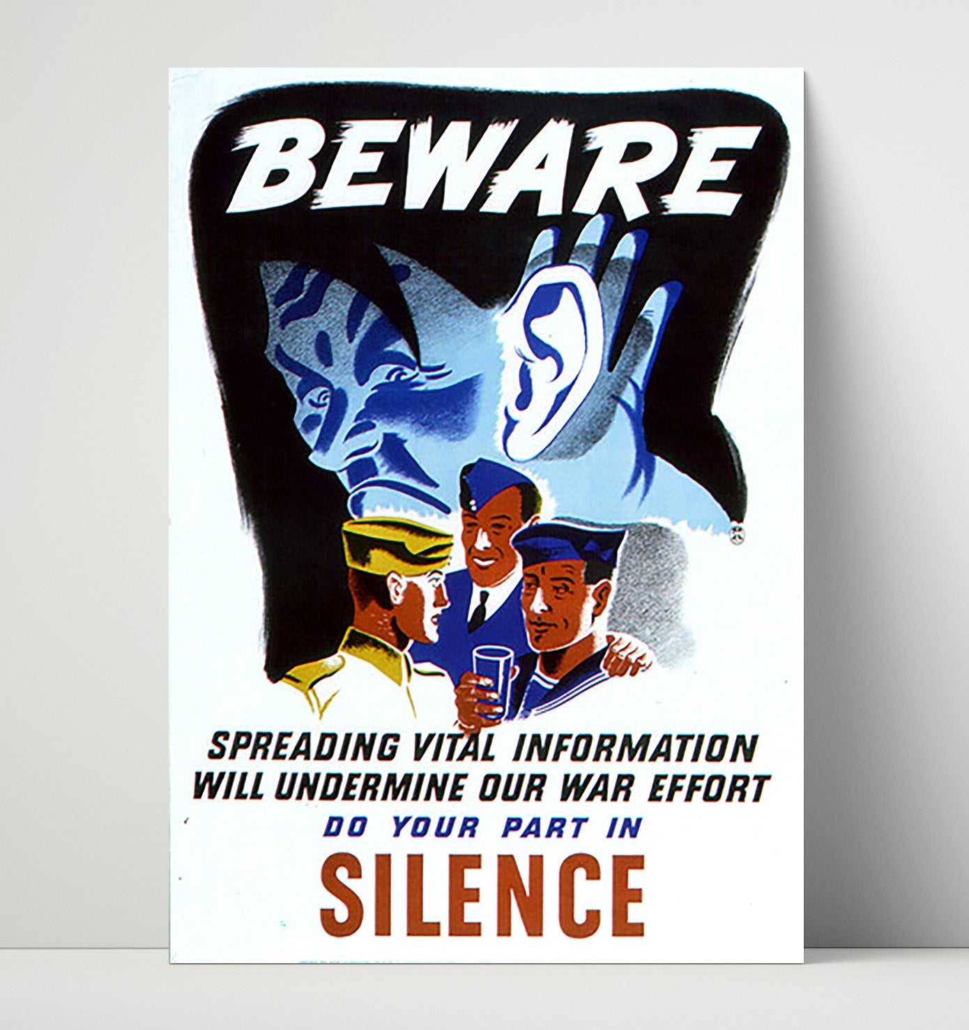 Beware Do Your Part In Silence war poster wall art 16x20 Unframed Print