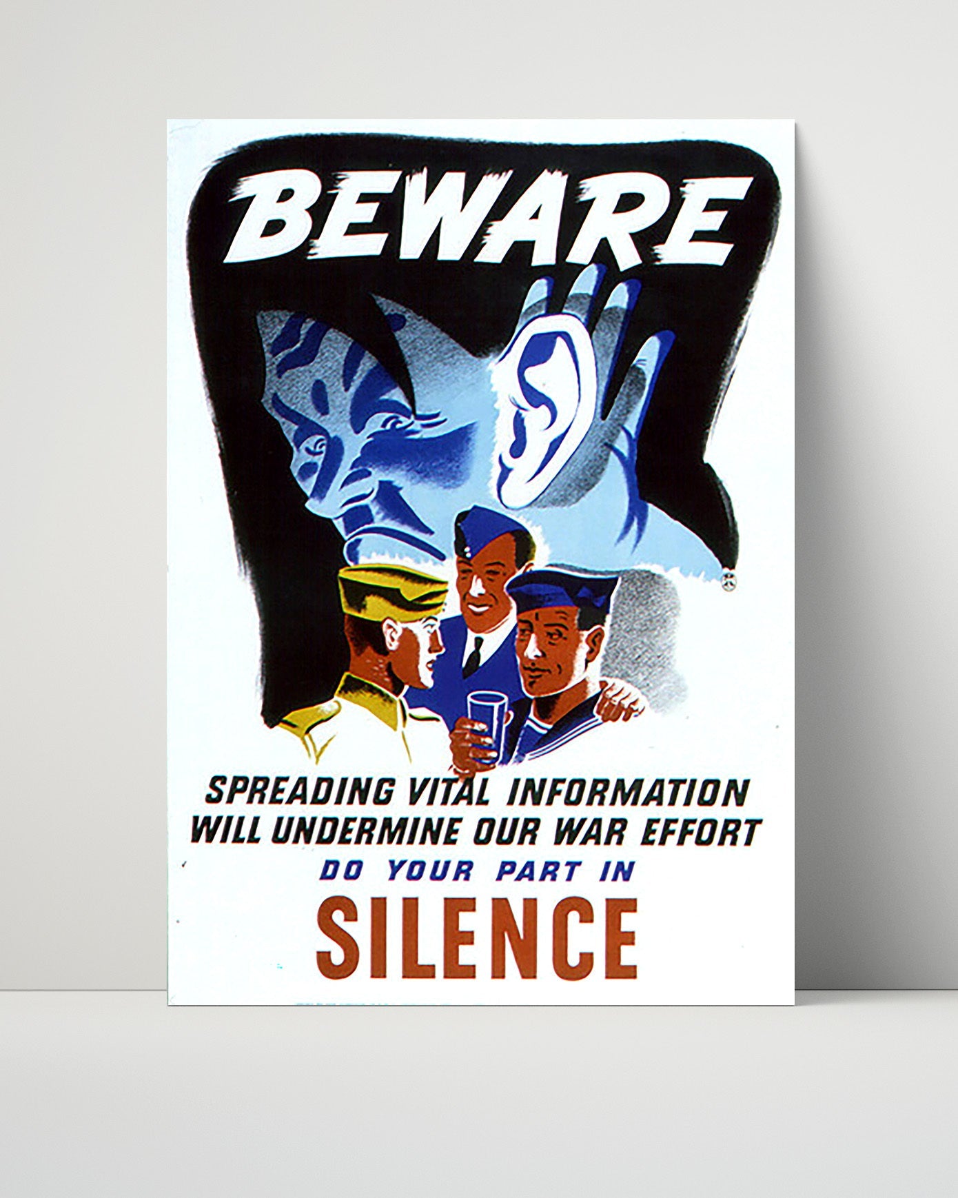 Vintage War Poster Unframed- Beware Do Your Part In Silence