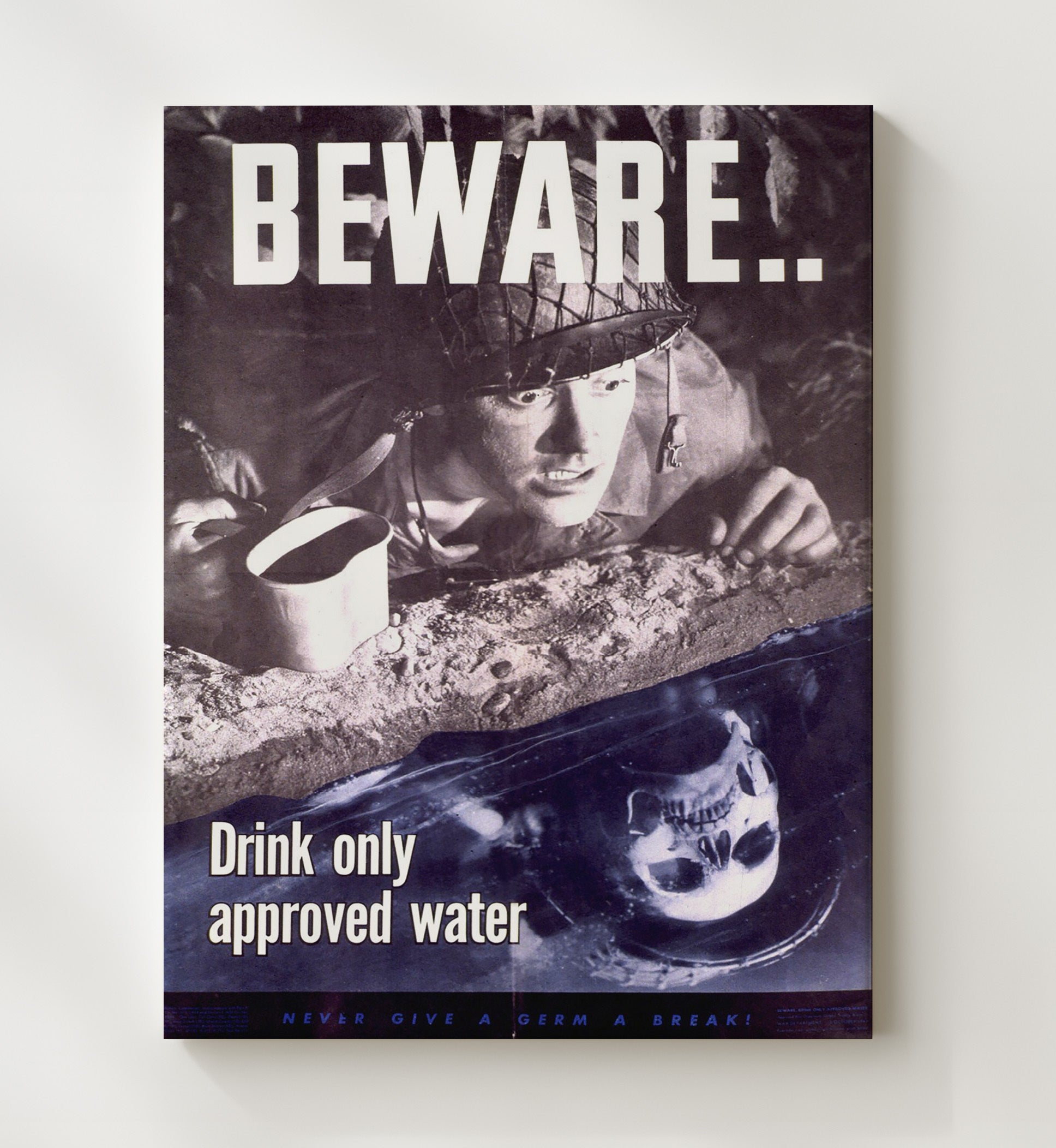 Beware Drink Only Approved Water vintage war poster canvas wall art 20x24 Canvas