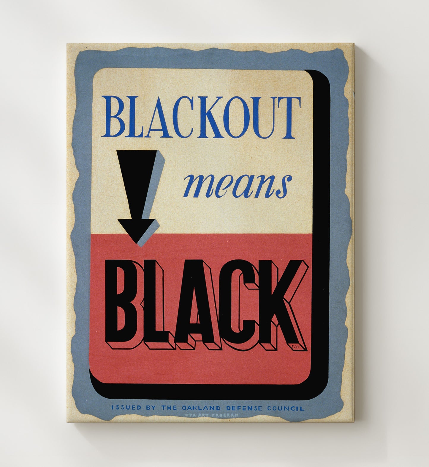 Blackout Means Black Oakland Defense Council war poster wall art 20x24 Canvas
