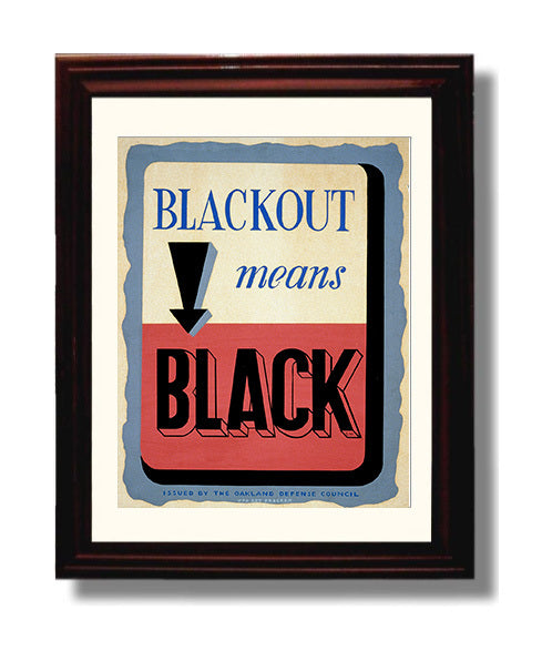 Blackout Means Black Oakland Defense Council war poster wall art 8x10 Beveled Frame