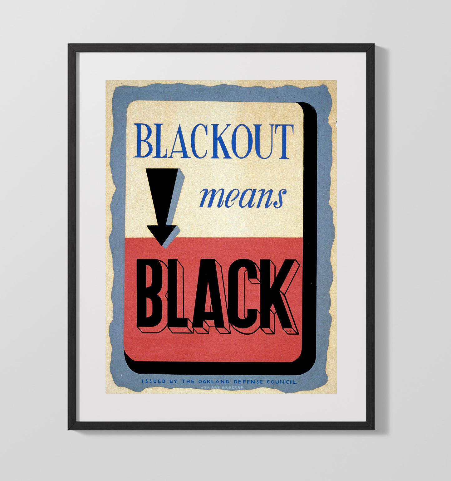 Blackout Means Black Oakland Defense Council war poster wall art 16x20 Gallery Frame
