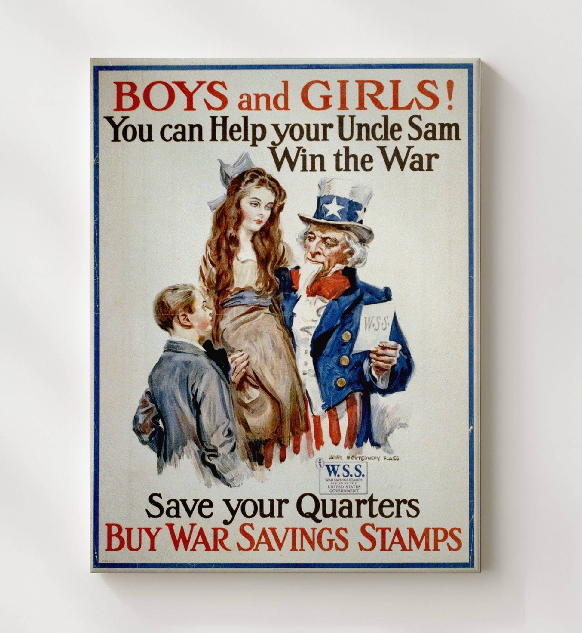 Boys and Girls Buy War Savings Stamps war poster wall art 20x24 Canvas