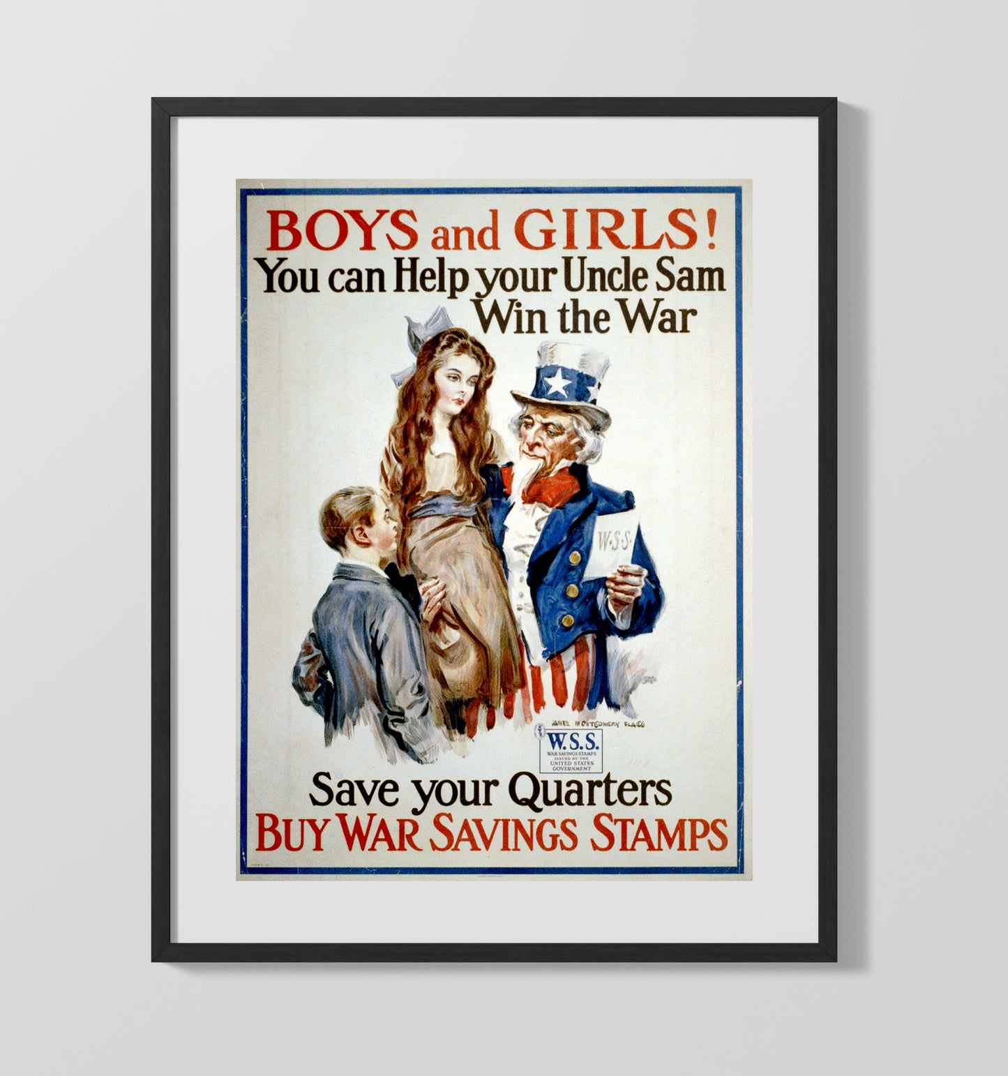 Boys and Girls Buy War Savings Stamps war poster wall art 16x20 Gallery Frame
