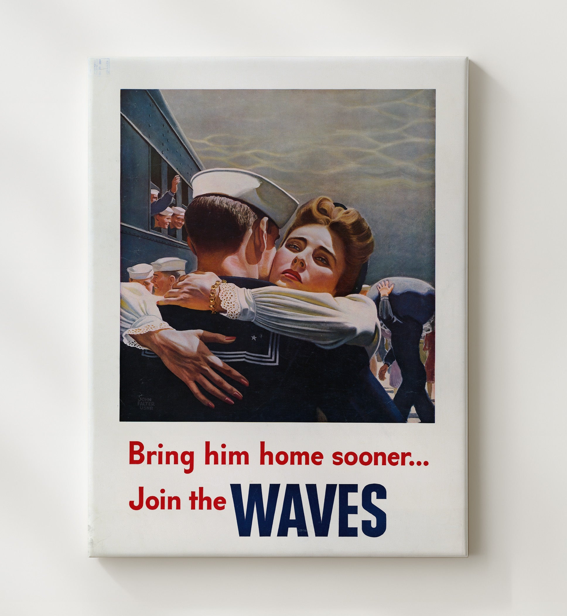 Bring Him Home Sooner Join the Waves war poster wall art 20x24 Canvas