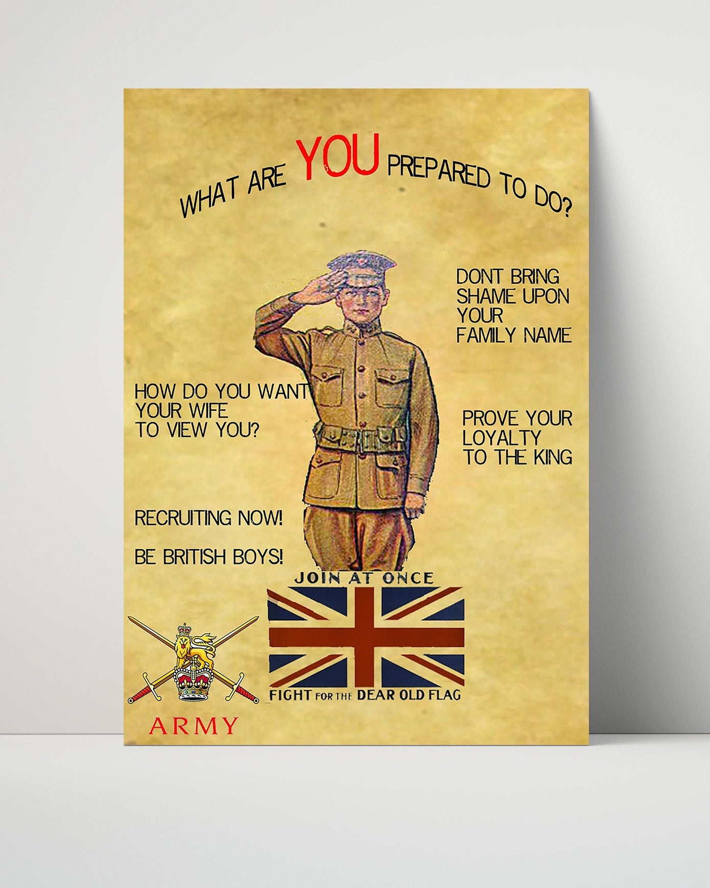 Vintage War Poster Unframed- Britishers Join Us