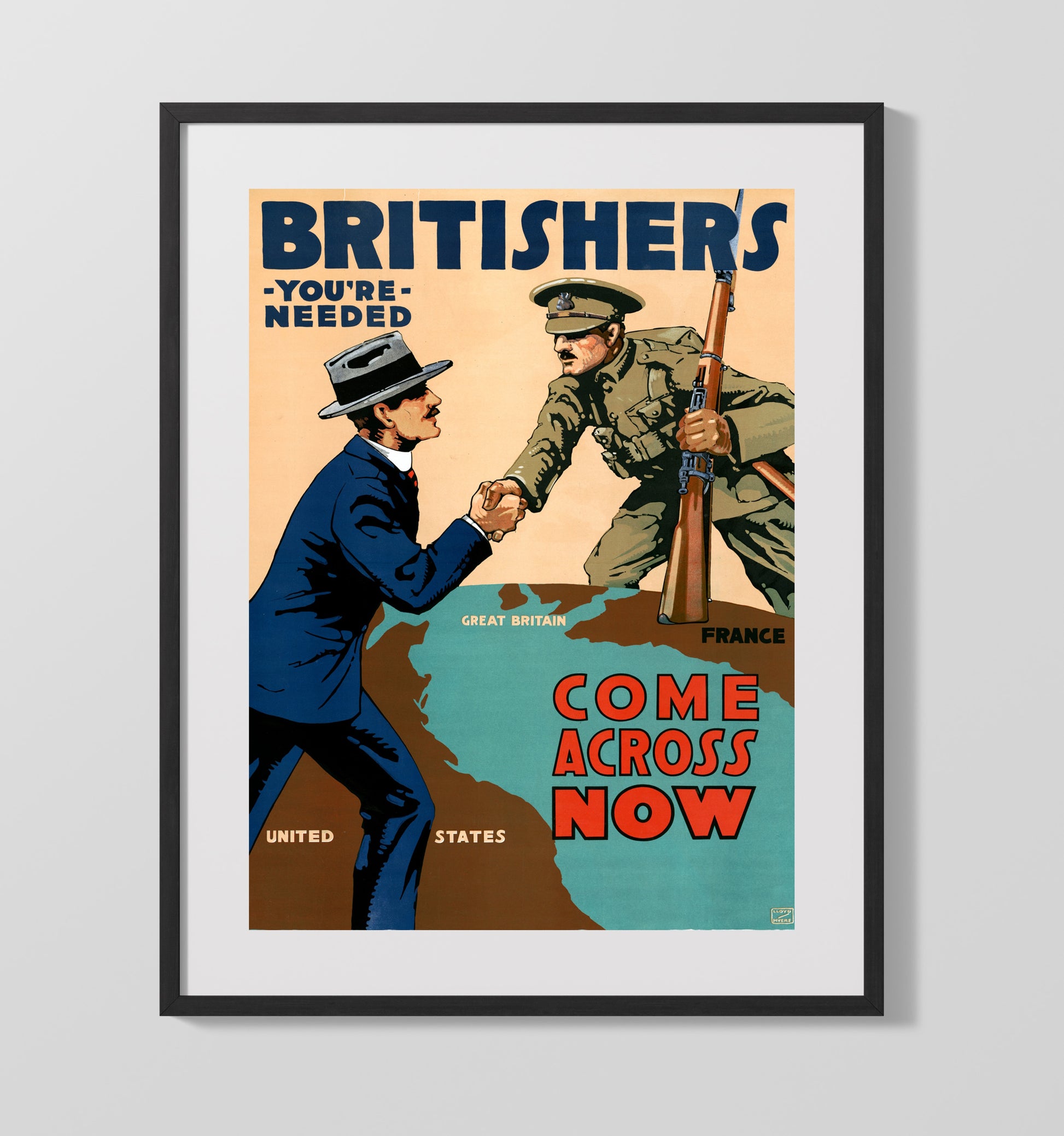 Britishers Join Us war poster wall art 16x20 Gallery Frame