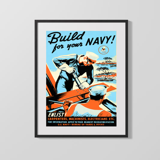 Vintage War Poster - Build Your Navy