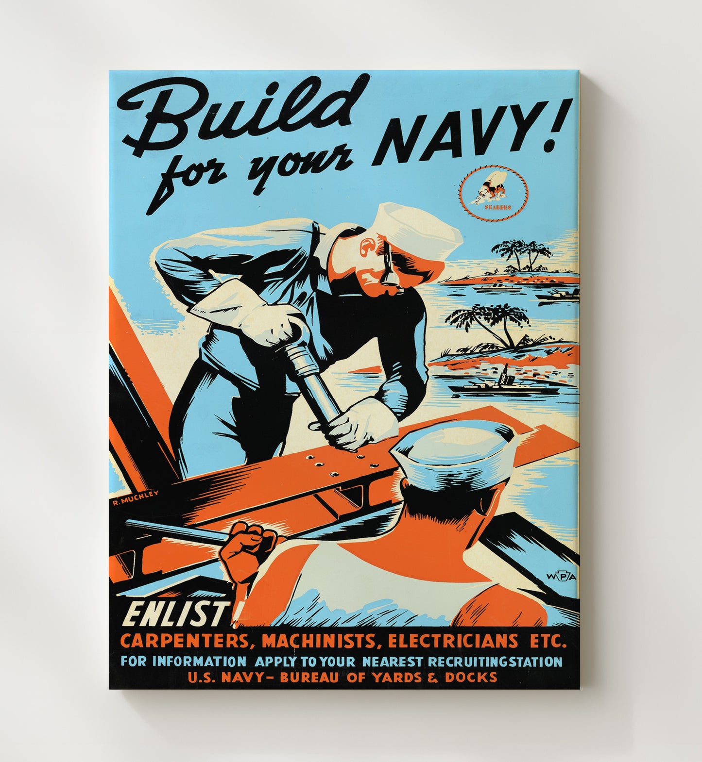 Build Your Navy vintage war canvas 20x24