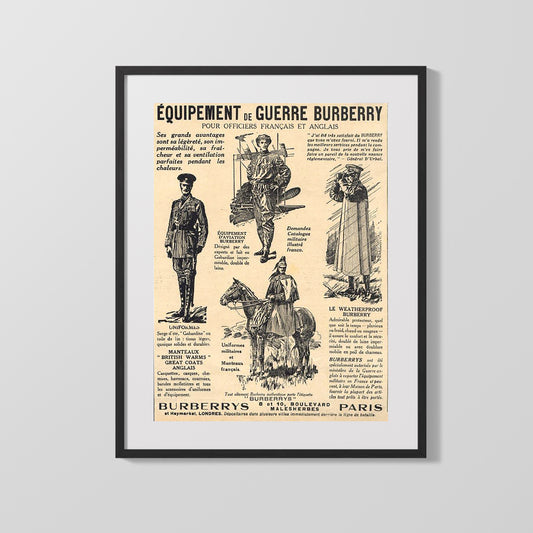 Vintage War Poster - Burberrys Paris Pour Officiers Francais et Anglais