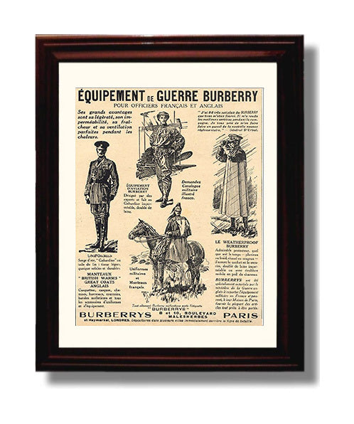 Burberrys Paris Pour Officiers Francais et Anglais war poster wall art 8x10 Beveled Frame