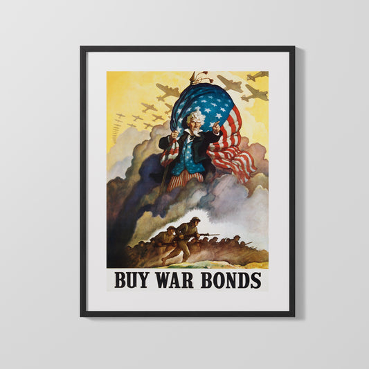Vintage War Poster - Buy War Bonds Uncle Sam
