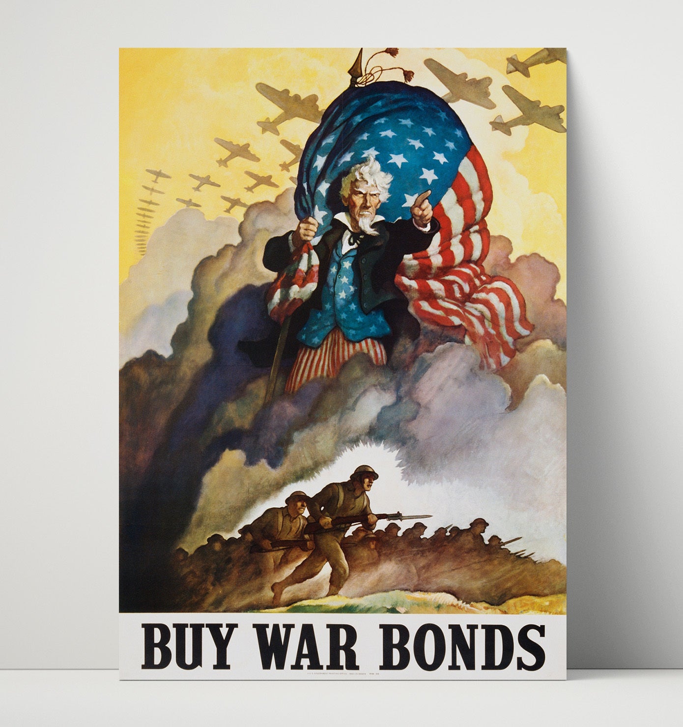 Buy War Bonds Uncle Sam war poster wall art 16x20 Unframed Print