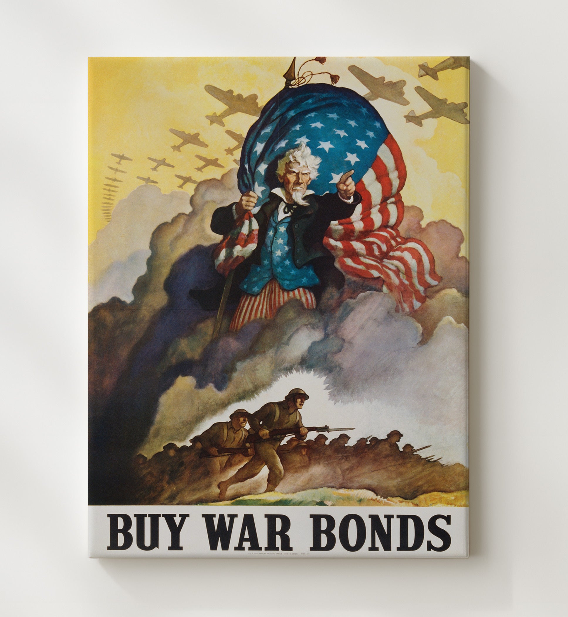 Buy War Bonds Uncle Sam vintage war poster canvas wall art 20x24 Canvas
